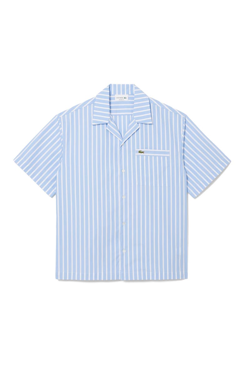 Relaxed Fit Stripe Cotton & Lyocell Camp Shirt, Alternate, color, OVERVIEW/ WHITE