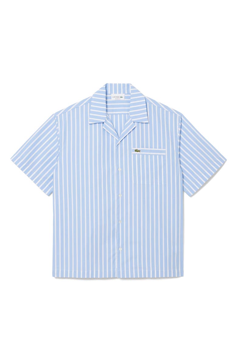 Lacoste Relaxed Fit Stripe Cotton & Lyocell Camp Shirt, Alternate, color, 