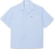 Lacoste Relaxed Fit Stripe Cotton & Lyocell Camp Shirt