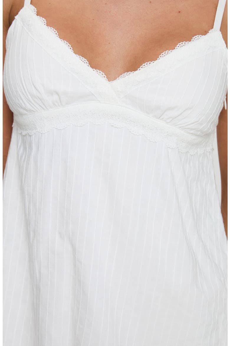 Lunya Lace Trim Recycled Cotton Minidress, Alternate, color, WHITE