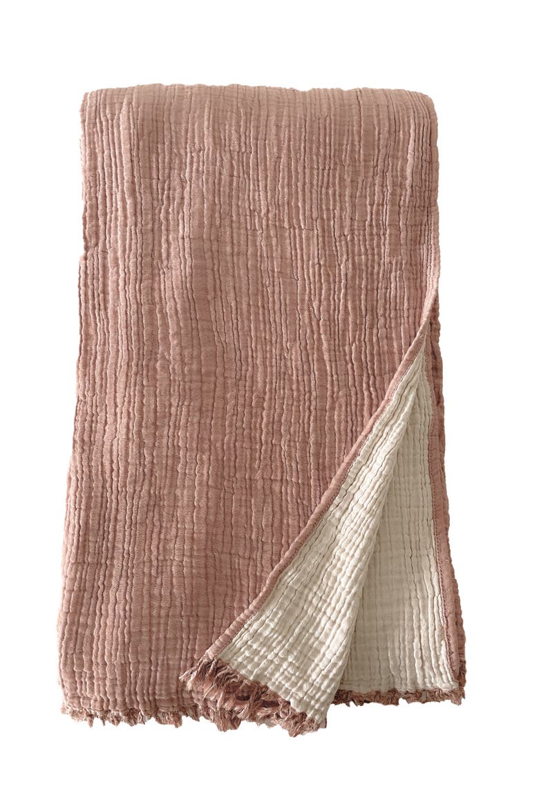 Crinkled Cotton Cuddle Throw, Main, color, Terracotta