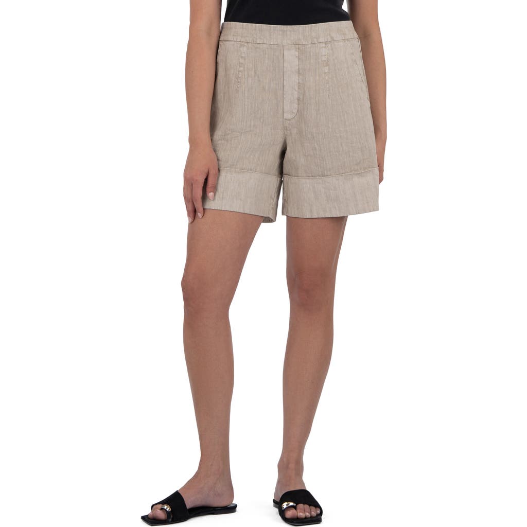 Kut From The Kloth Nicole Pull-on Linen Blend Shorts In Neutral