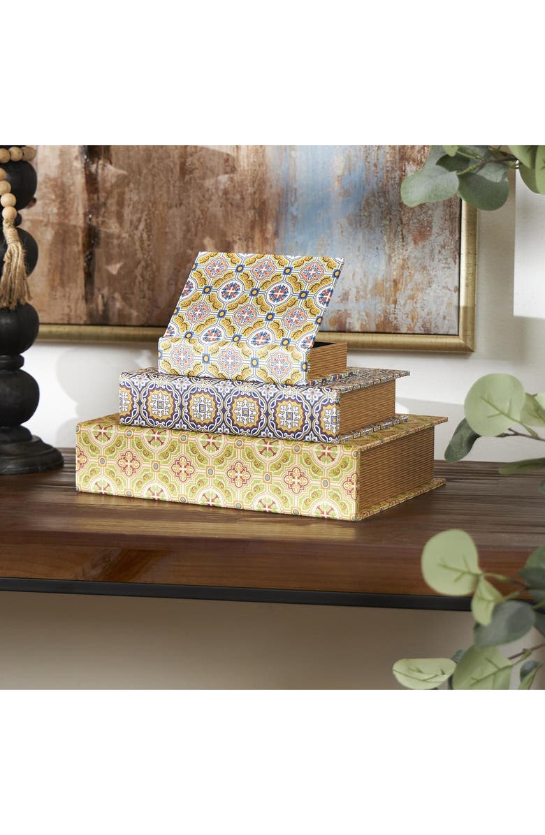 SONOMA SAGE HOME Set of 3 Faux Book Boxes, Alternate, color, Multi Colored