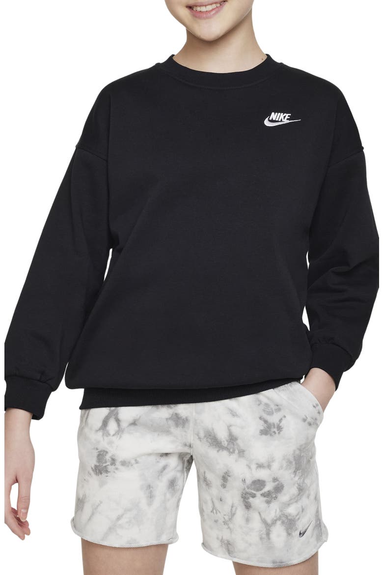 Kids' Sportswear Club Fleece Sweatshirt, Main, color, BLACK/ WHITE