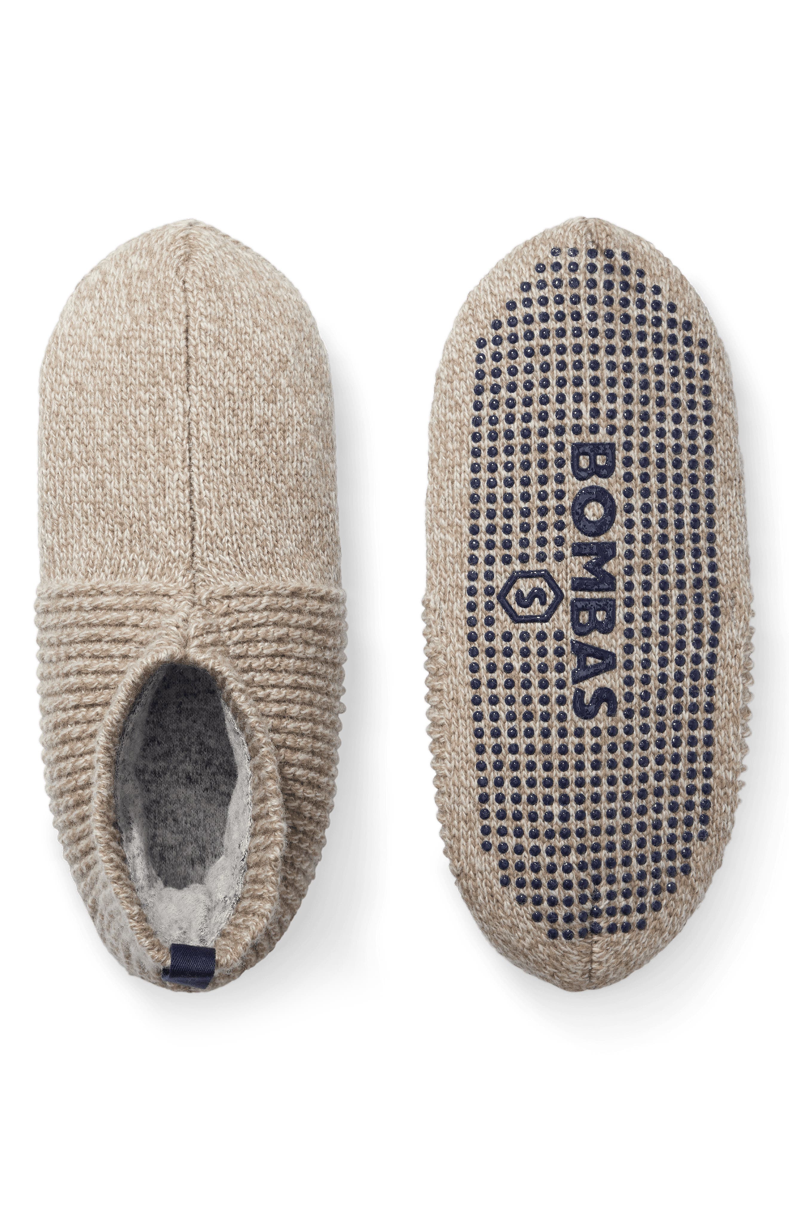 Marl Knit Gripper Slippers, Main, color, TAUPE