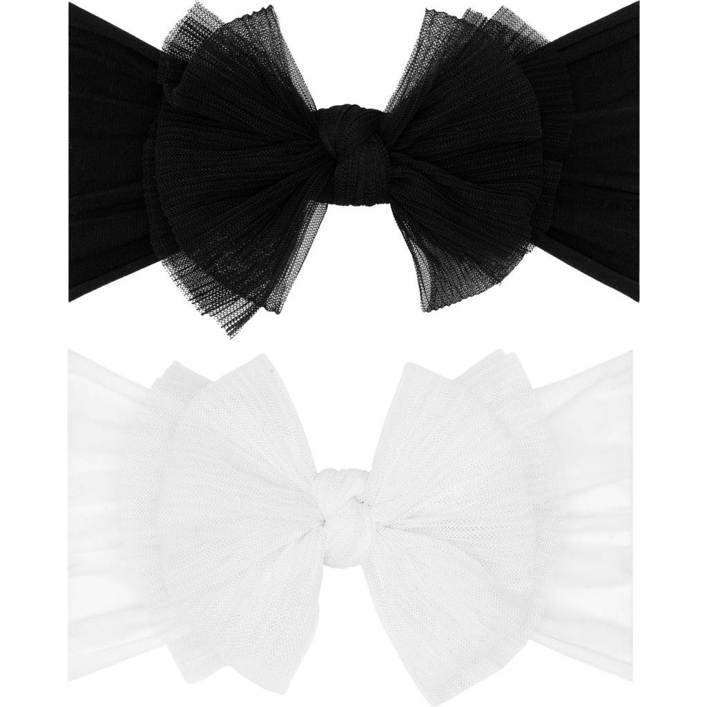 Baby Bling Kids' 2-pack Fab-bow-lous® Point D'esprit Tulle Headbands In Black