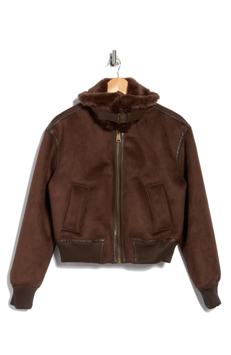 JASON WU Faux Fur Trim Faux Leather Jacket, Alternate, color, 