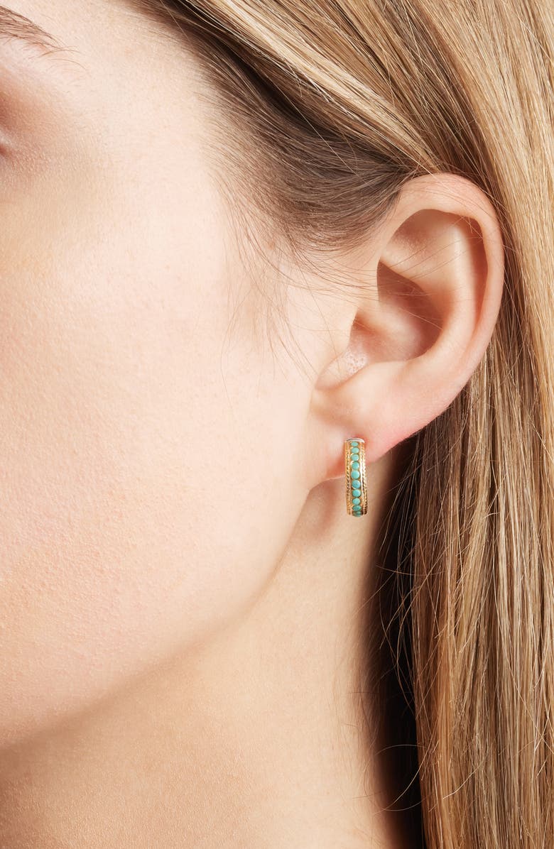 Anna Beck Small Turquoise Pavè Hoop Earrings, Alternate, color, 