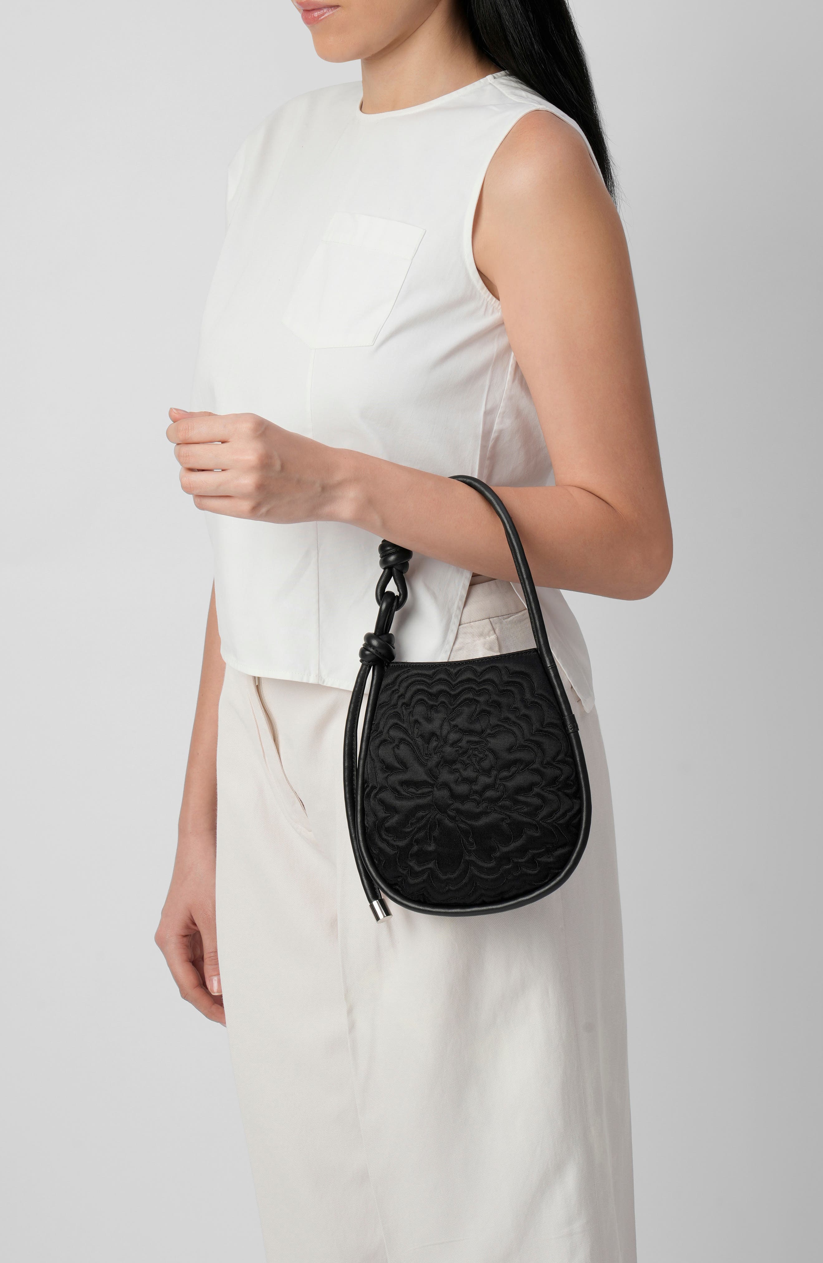 Ina Mini Potli N2 Ornate Leather Handheld Bag, Alternate, color, BLACK
