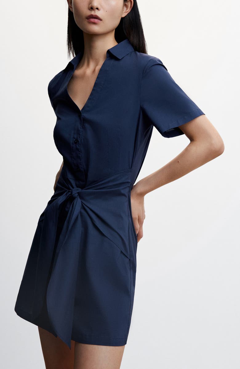 MANGO Bow Cotton Shirtdress, Alternate, color, 