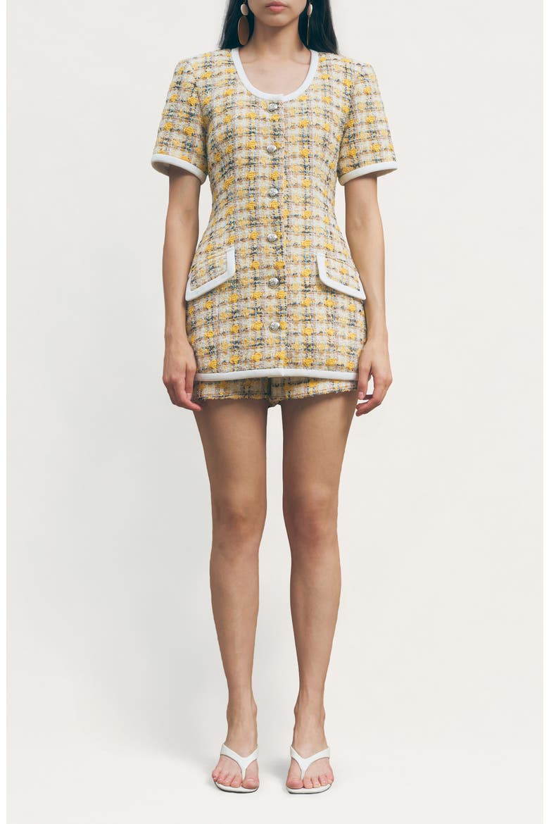 Bianca Tweed Shorts, Alternate, color, YELLOW TWEED