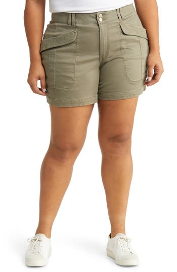 Wit & Wisdom 'ab'solution Flap Pocket High Waist Shorts In Green