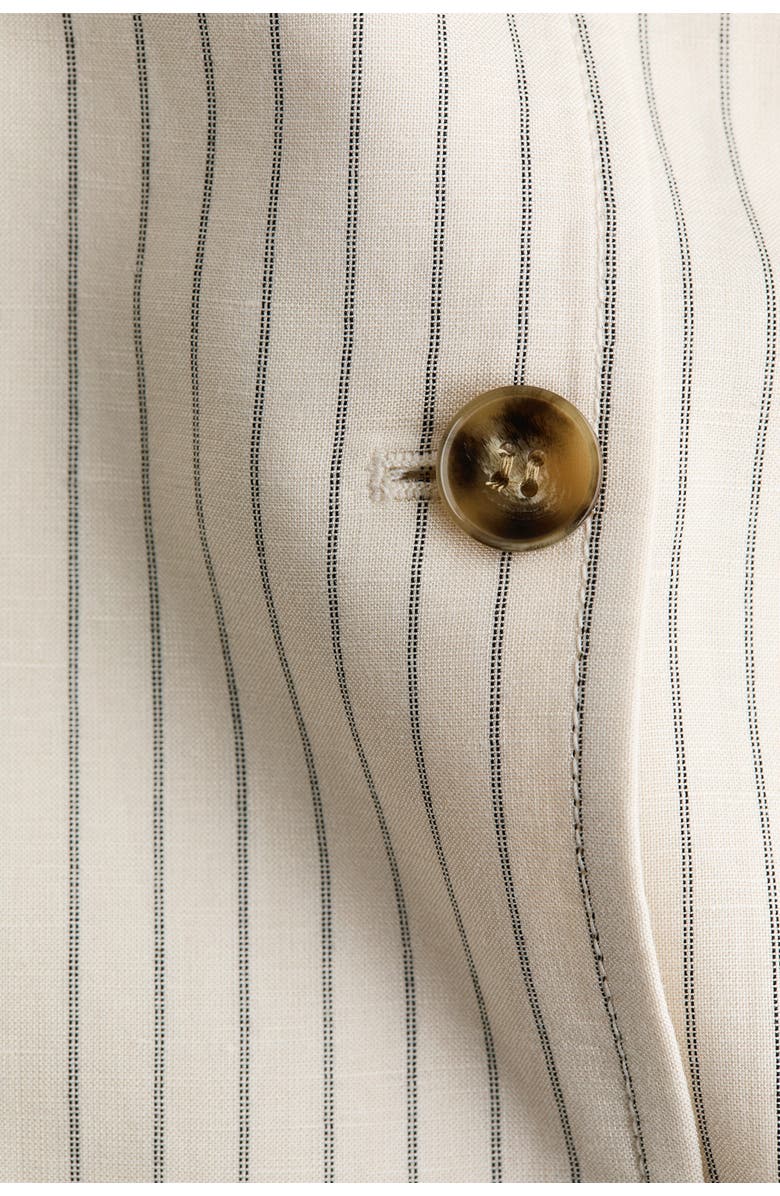H&M Linen-blend Blazer Dress, Alternate, color, Cream/Striped