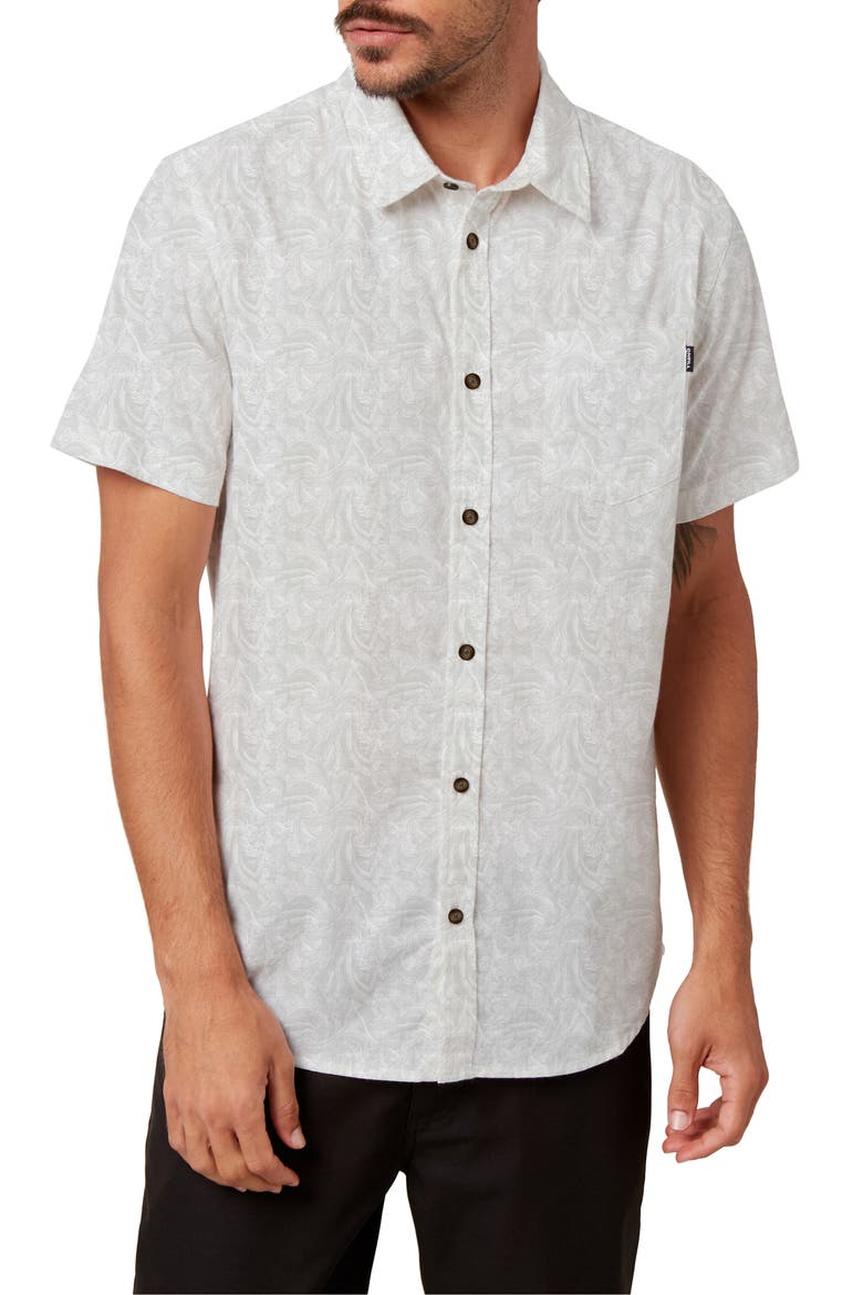 Tame Slim Fit Stretch Short Sleeve Button-Up Shirt, Main, color, FOG 2