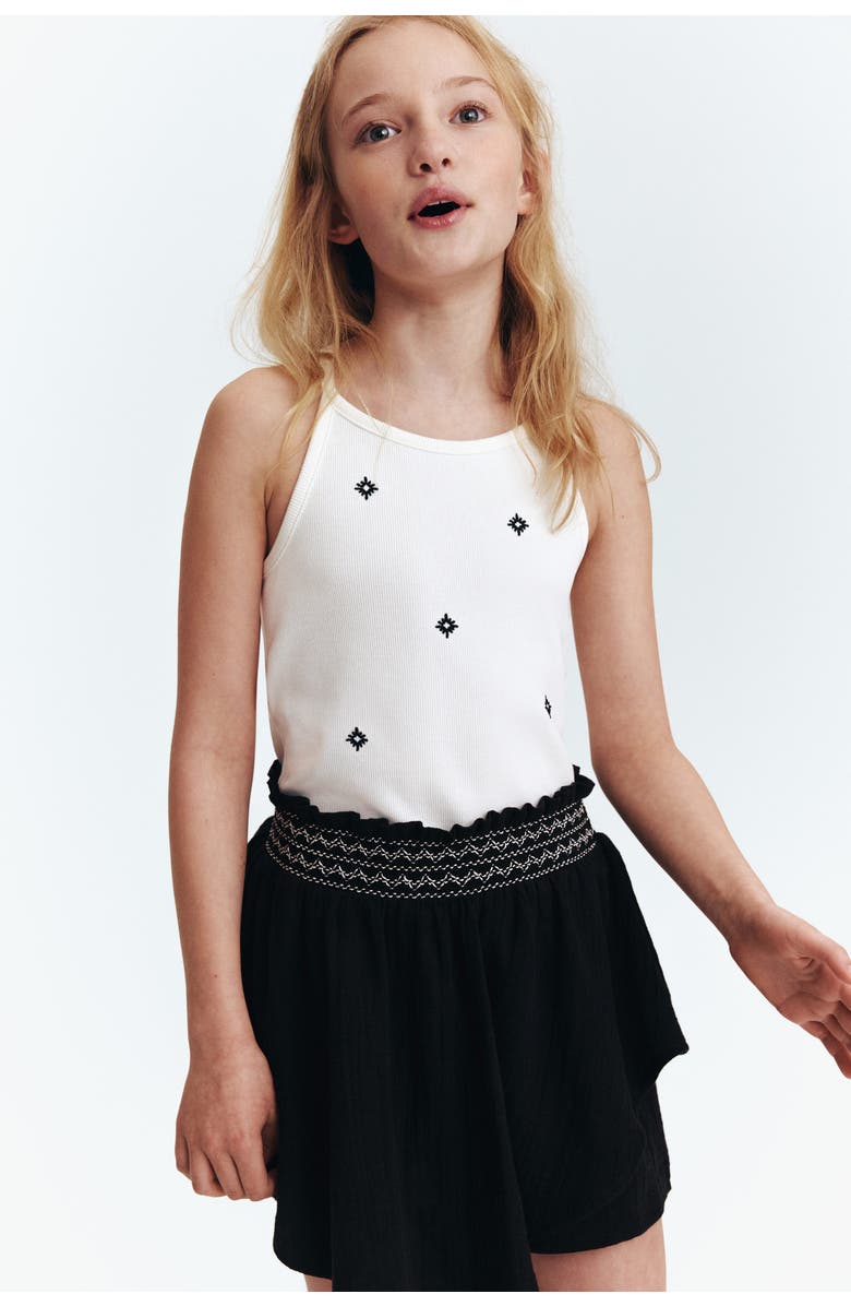 H&M Smock-detail Muslin Skort, Alternate, color, Black