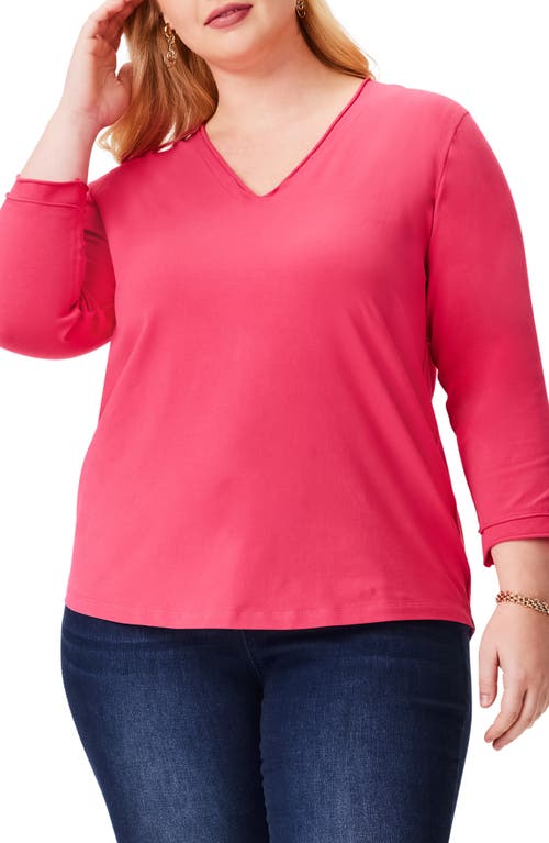 NZT by NIC+ZOE Three Quarter Sleeve Top in Bright Rose 