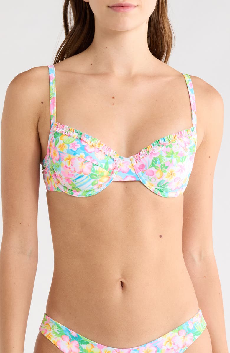 Kulani Kinis Double Ruffle Underwire Bikini Top, Main, color, Summer Daydreams