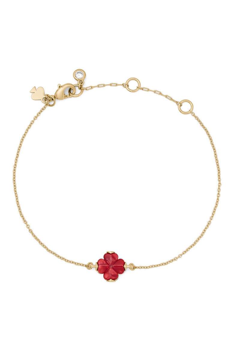 Clover Solitaire Bracelet, Main, color, RED