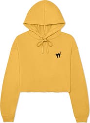 Dalix Black Cat Cropped Fleece Hoodie