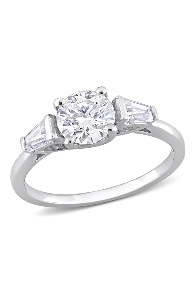 Moissanite 3-Stone Ring Sterling Silver, Main, color, Sterling Silver