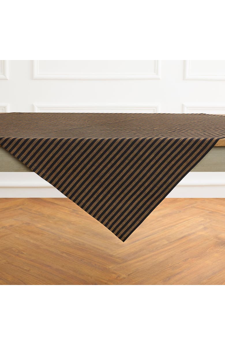 Solino Home Linen Table Throw - Amalfi Stripe, 52" x 52", 52" x 52", Alternate, color, Brown Sugar And Black