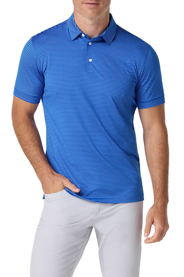 Versa Trim Fit Performance Golf Polo, Main, color, BLUE ALTERNATING STRIPE