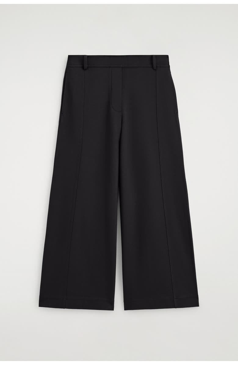 COS Twill-jersey Straight-leg Culottes, Alternate, color, Black