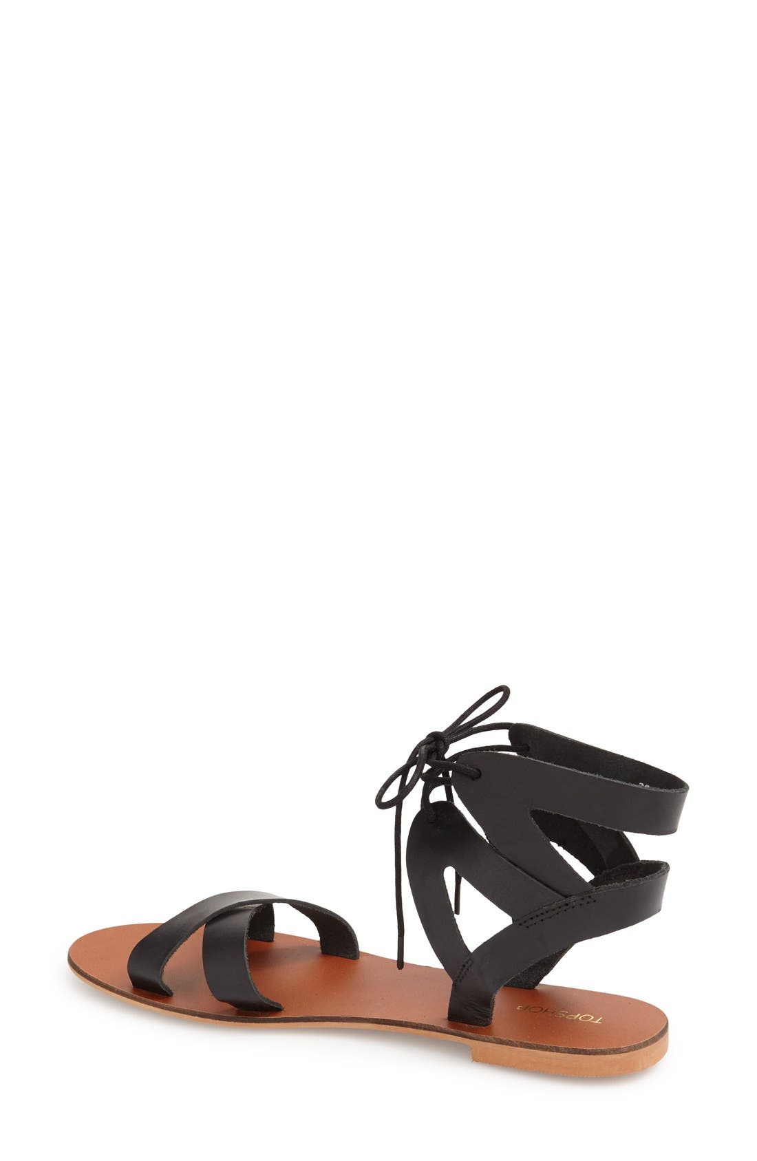 Topshop 'Herb' Lace-Up Flat Sandal, Alternate, color, 