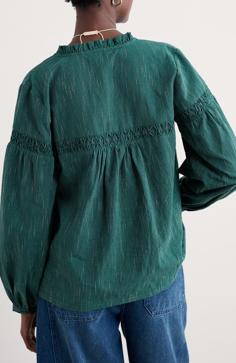 Seasalt Cornwall Gwel Organic Cotton Peasant Top, Alternate, color, Simplicity Stripe Verte