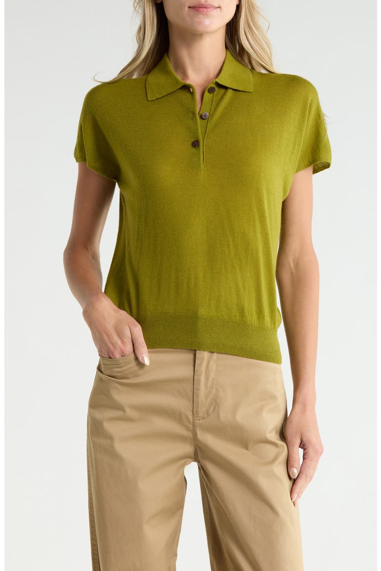 Short Sleeve Wool Blend Polo Sweater (Women) | Nordstromrack