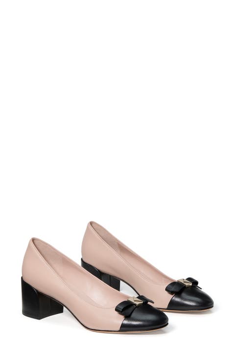 deco bow ballet cap toe pump (Women)