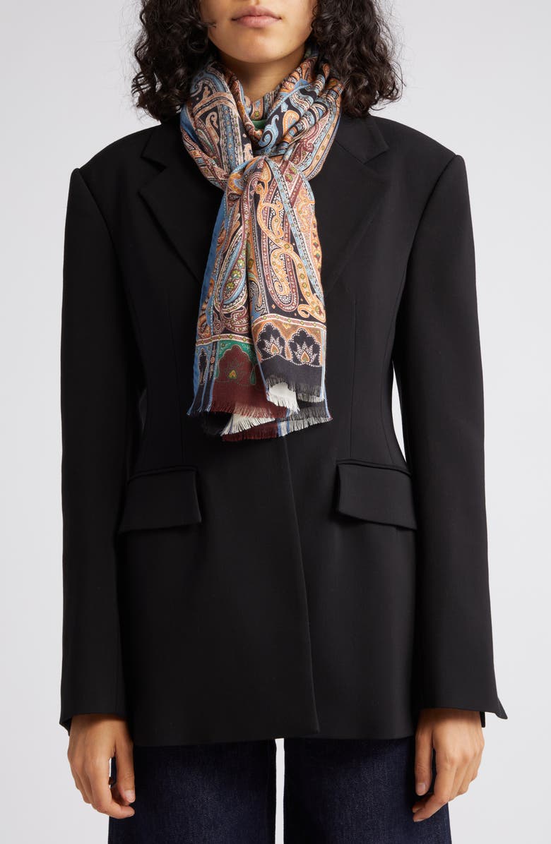 Etro Sciarpa Delhy Cashmere & Silk Scarf, Alternate, color,