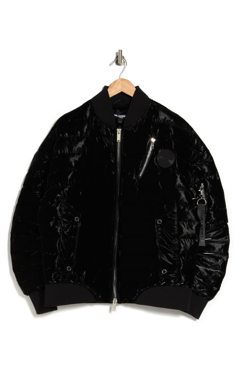KARL LAGERFELD PARIS Liquid Quilted Bomber Jacket, Alternate, color,