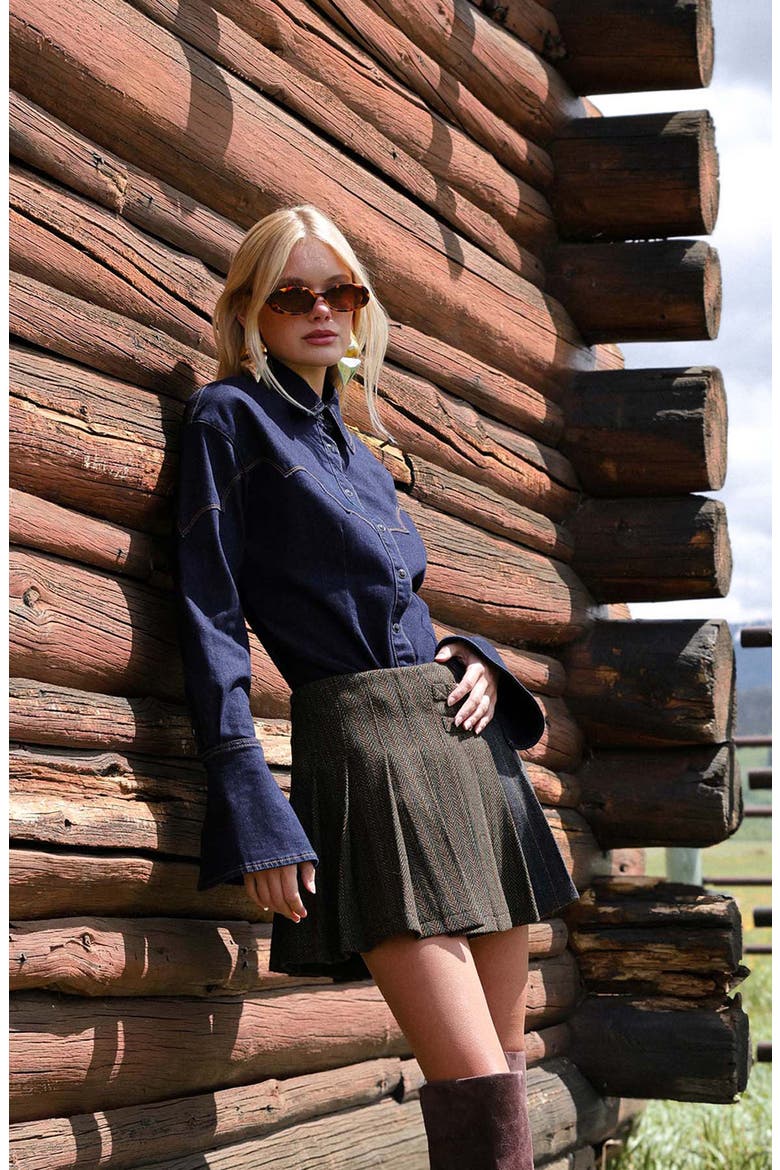 Western Denim Shirt, Alternate, color, FELL WASH