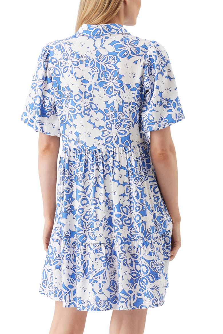 Nahla Linen Dress, Alternate, color, Royal / White