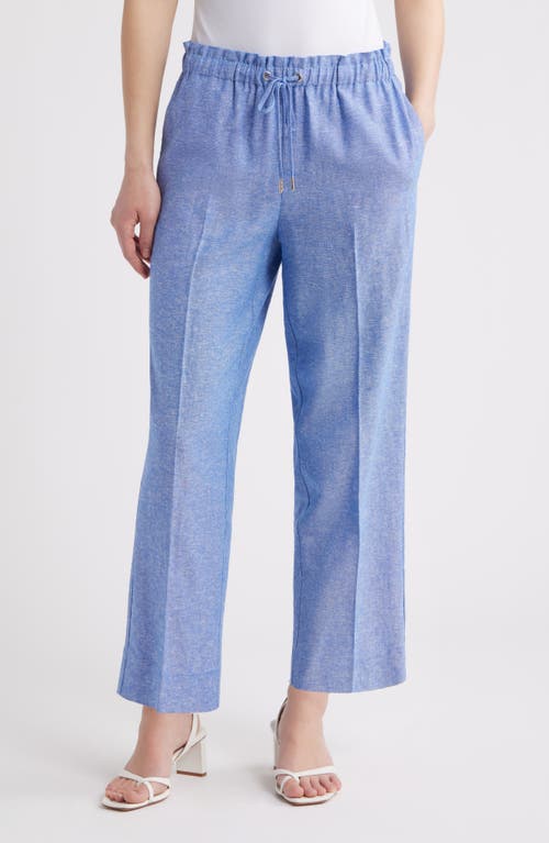ANNE KLEIN ANNE KLEIN LINEN BLEND CROP WIDE LEG DRAWSTRING PANTS