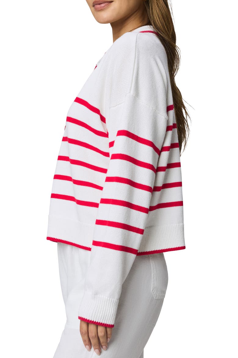 Arden Stripe Polo Sweater, Alternate, color, WHITE/ ROUGE