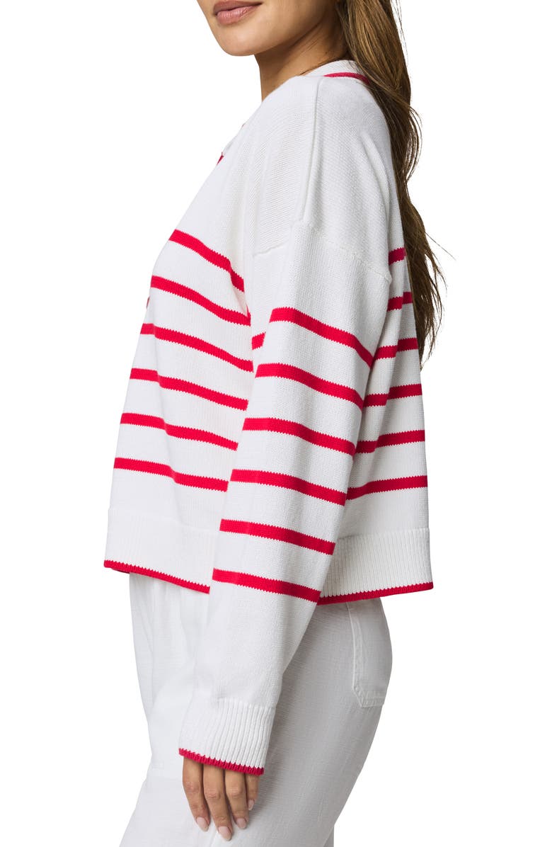 Splendid Arden Stripe Polo Sweater, Alternate, color, White/ Rouge