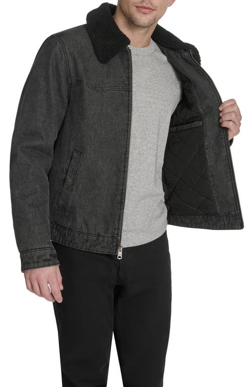 Levi's Western Denim Jacket With Removable Faux Shearling Collar In Black