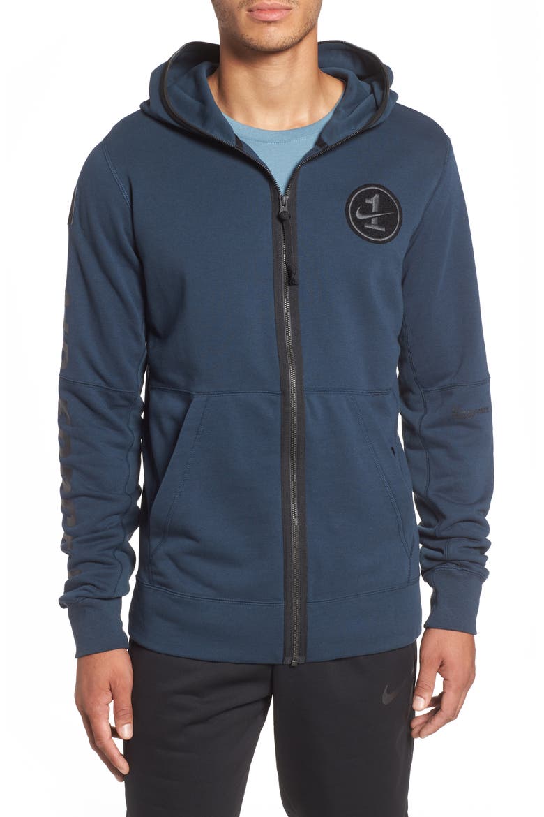 Air Force One Zip Hoodie Jacket, Main, color, ARMORY NAVY/ BLACK