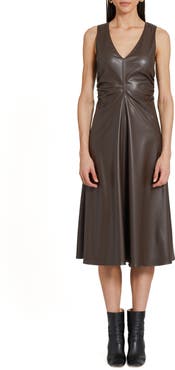 Amanda Uprichard Sabal Faux Leather A-Line Dress
