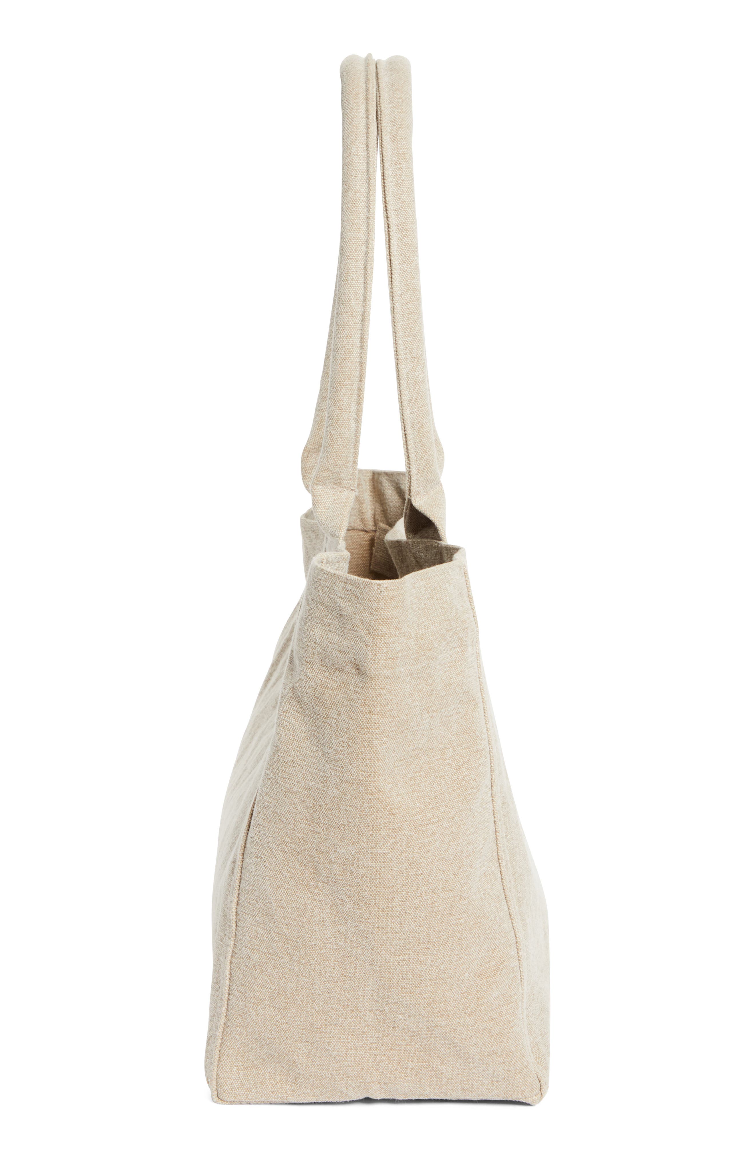 Yenky Zipped Embroidered Logo Canvas Tote, Alternate, color, BEIGE