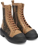Fendi FF Domino Cap Toe Combat Boot