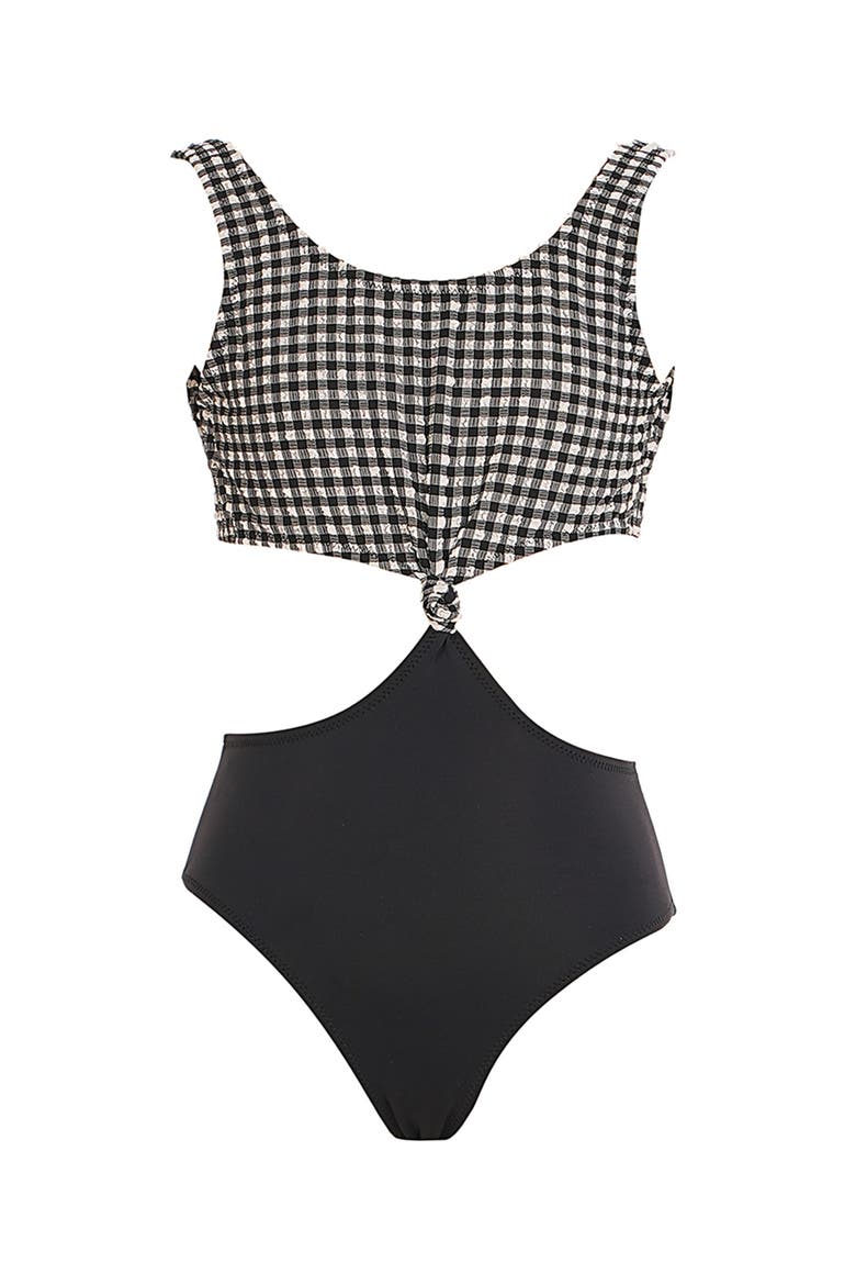 Checkered Cutout with Center Knot Detail, Main, color, Black