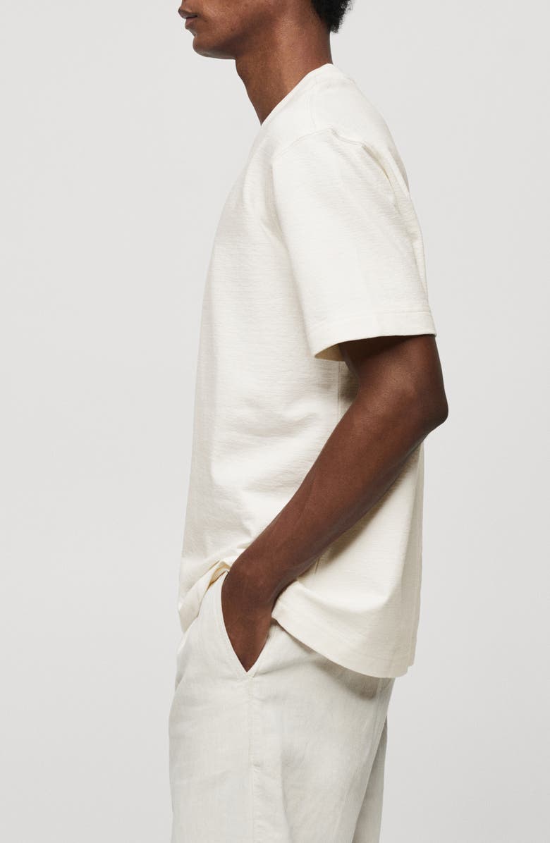 MANGO Relaxed Fit Textured Cotton T-Shirt, Alternate, color, 
