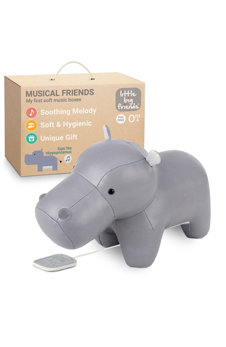 Little Big Friends Musical Animals - Hippo, Plush Baby Music Box, Nursery Toy, Alternate, color, Grey