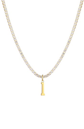 Adornia Initial Charm Tennis Necklace