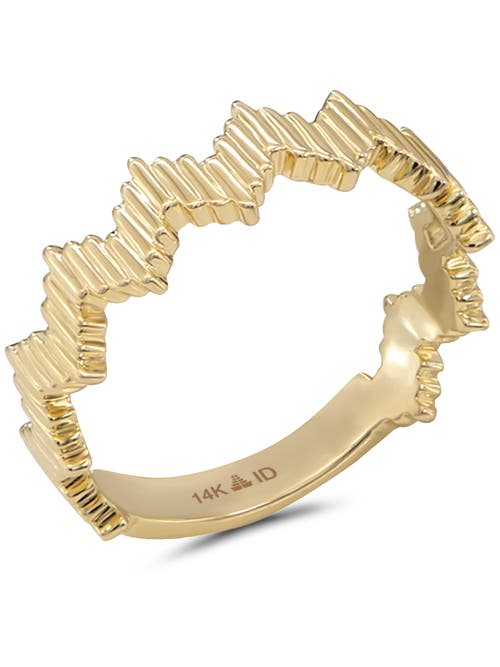 Devata Ribbed Zig Zag Ring In Gold