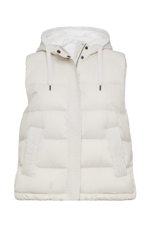 Off-White Light Padded Zip Vest in Water-Repellent Technical