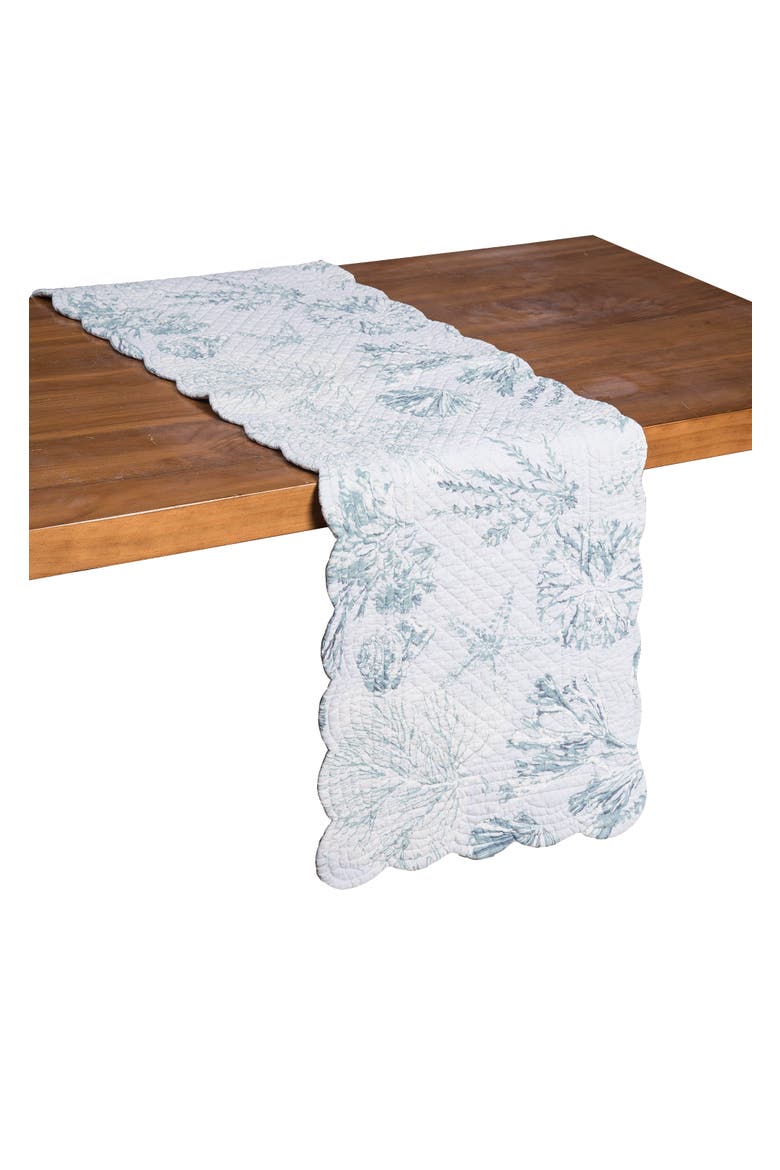 Cerulean Breeze Marine Print 100% Cotton Table Runner 14" x 51", Alternate, color, Blue